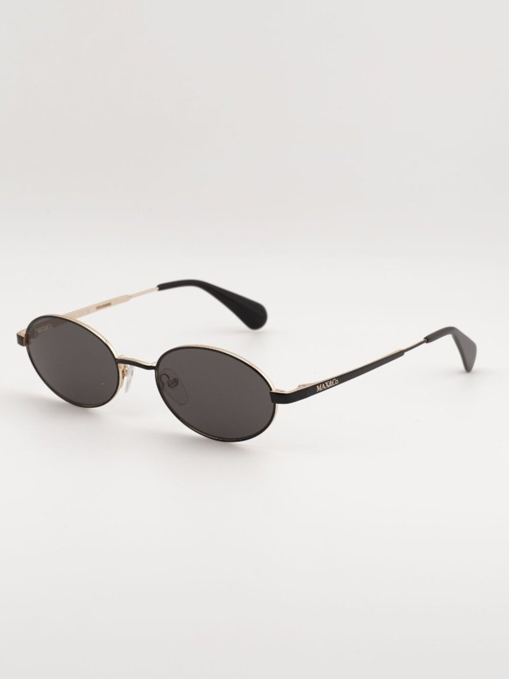 Max & Co MO0093 01A Sunglasses Shiny Black Oval Frame, Smoke Lenses